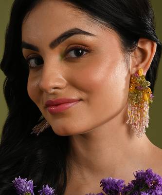 Mulicolour stone wedding long earrings 2