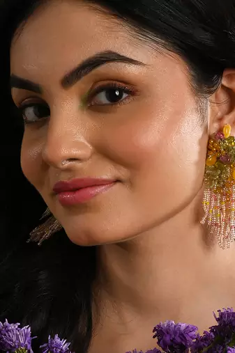 Mulicolour stone wedding long earrings