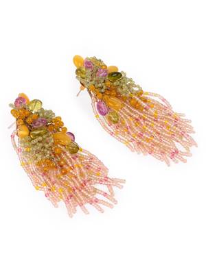Mulicolour stone wedding long earrings 5