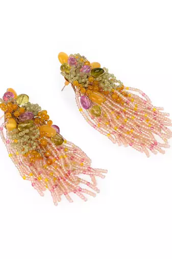 Mulicolour stone wedding long earrings