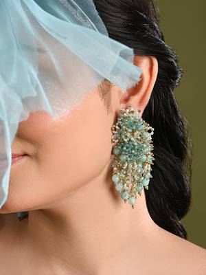 Gold plated mehendi jewelry long earrings 1