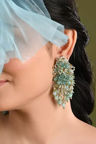 Gold plated mehendi jewelry long earrings