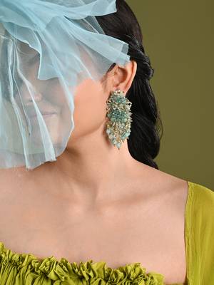 Gold plated mehendi jewelry long earrings 2