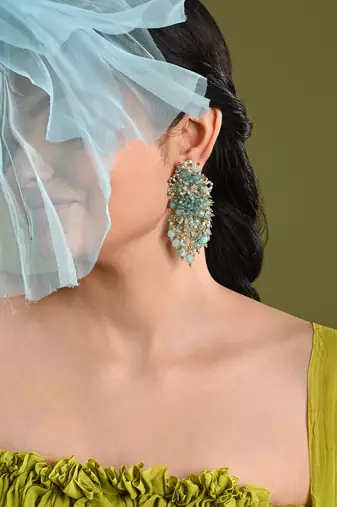 Gold plated mehendi jewelry long earrings