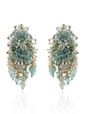 Gold plated mehendi jewelry long earrings 3
