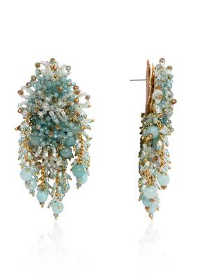Gold plated mehendi jewelry long earrings 4
