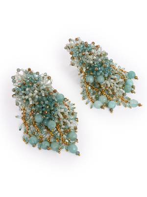 Gold plated mehendi jewelry long earrings 5