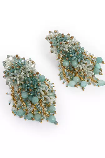 Gold plated mehendi jewelry long earrings