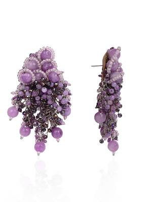 Designer long earrings with purple lilac stones 4