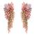 Baby pink shaded gold plated chain tassel long earrings