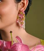 Rose pink green fashion long earrings for women