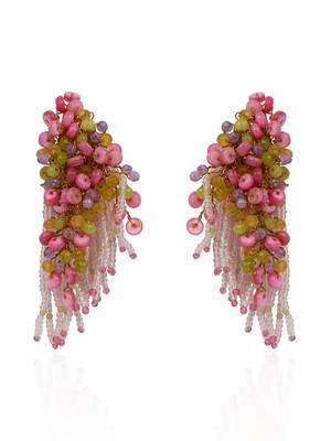 Rose pink green fashion long earrings for women 3