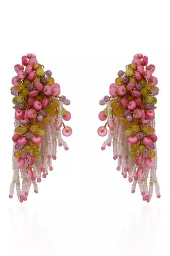 Rose pink green fashion long earrings for women