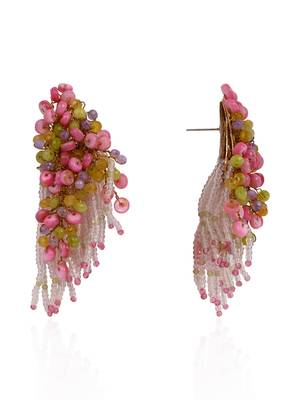 Rose pink green fashion long earrings for women 4
