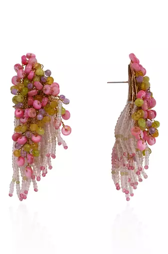 Rose pink green fashion long earrings for women