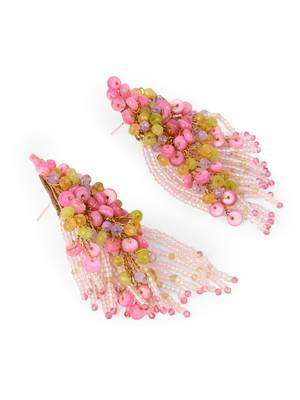Rose pink green fashion long earrings for women 5