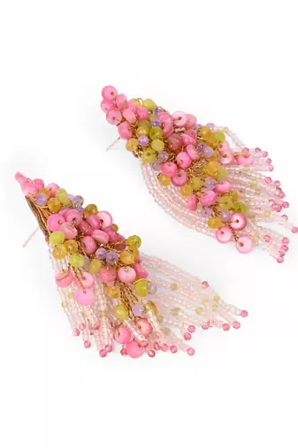 Rose pink green fashion long earrings for women