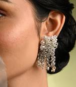 Silver plated pearl festive medium size earrings