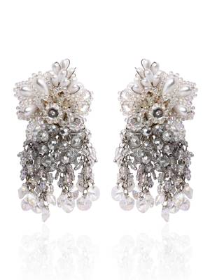 Silver plated pearl festive medium size earrings 2