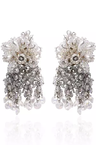 Silver plated pearl festive medium size earrings