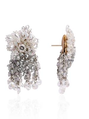 Silver plated pearl festive medium size earrings 3