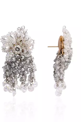 Silver plated pearl festive medium size earrings
