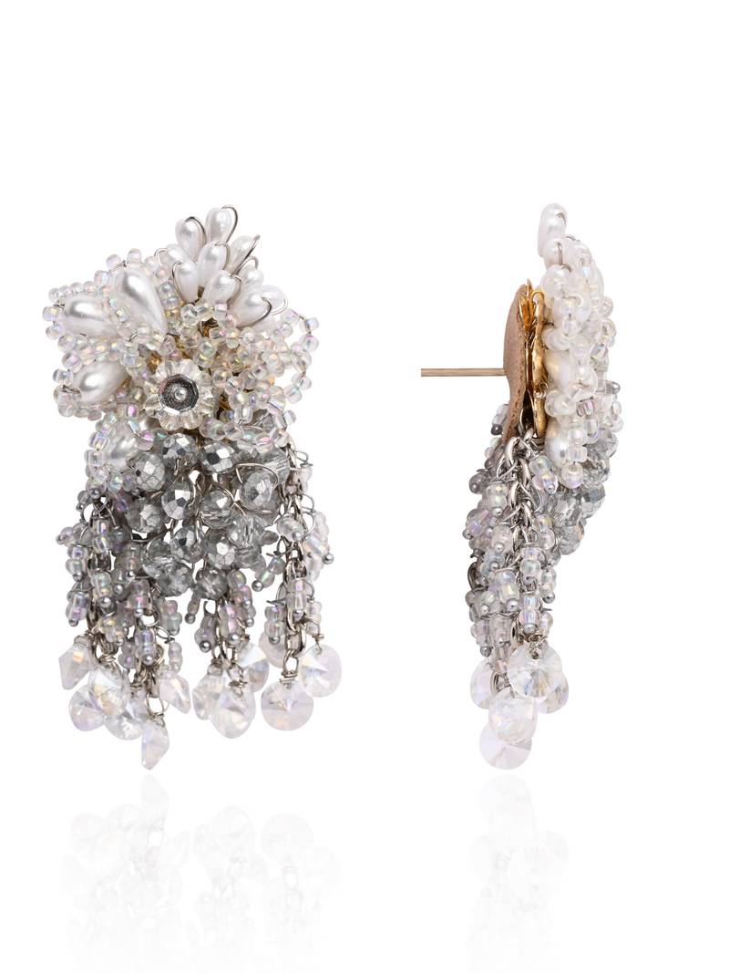 Silver plated pearl festive medium size earrings