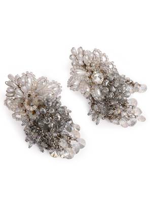 Silver plated pearl festive medium size earrings 4