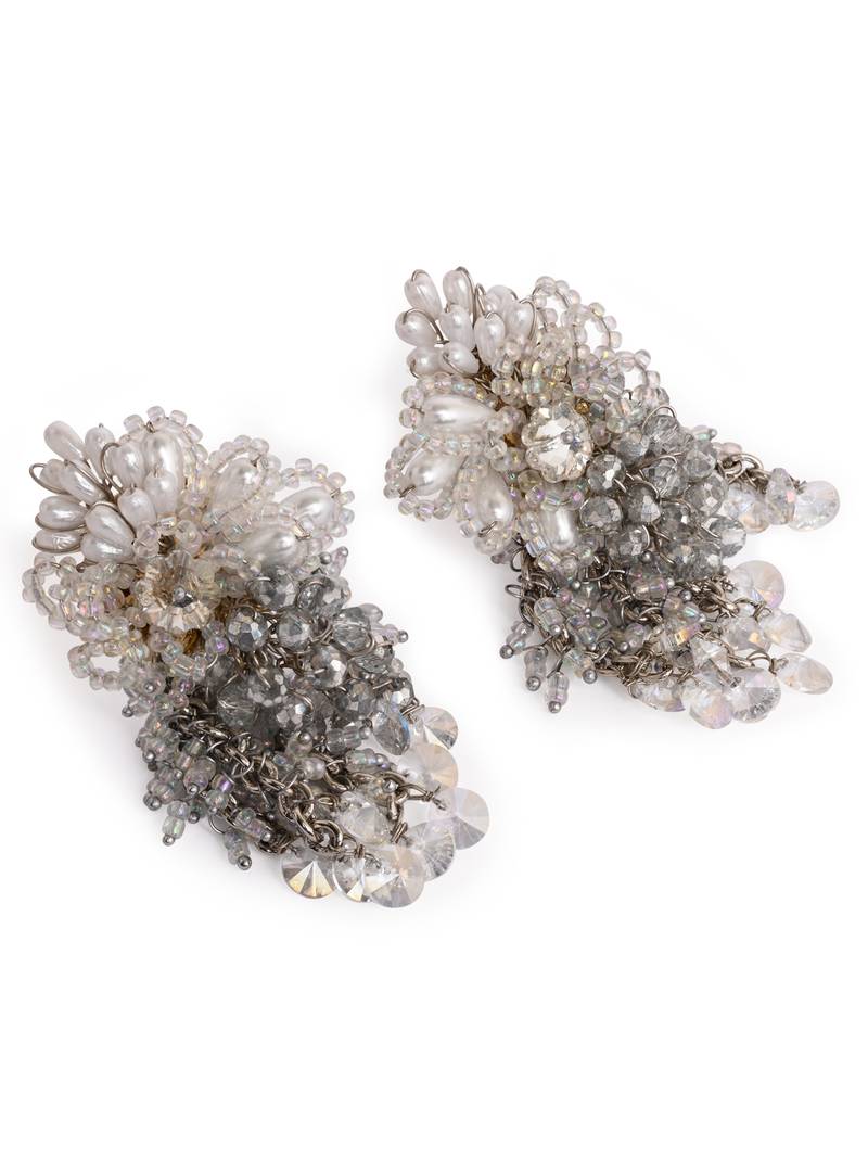 Silver plated pearl festive medium size earrings