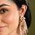 Beige long crystal tassel haldi earrings