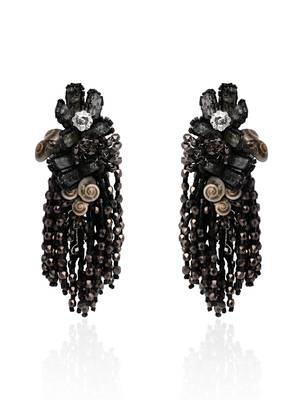 Jet black black anti tarnish cocktail statement earrings 3