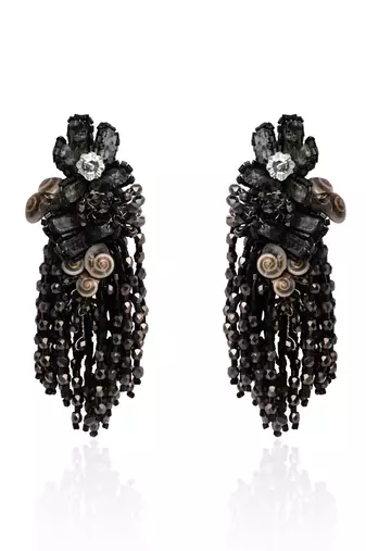 Jet black black anti tarnish cocktail statement earrings