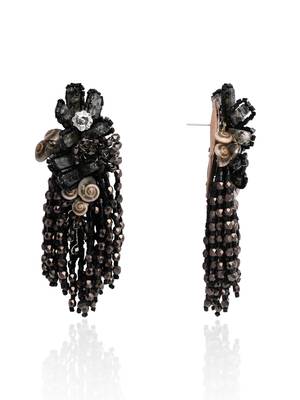 Jet black black anti tarnish cocktail statement earrings 4