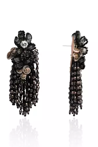Jet black black anti tarnish cocktail statement earrings