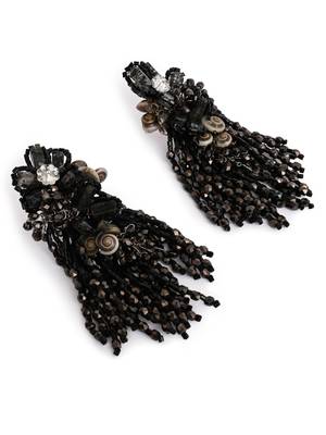 Jet black black anti tarnish cocktail statement earrings 5