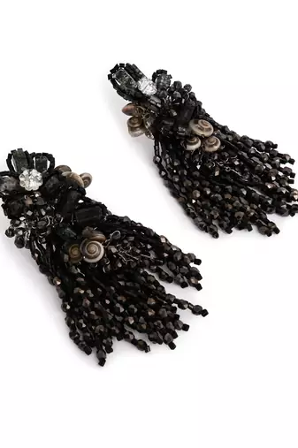 Jet black black anti tarnish cocktail statement earrings