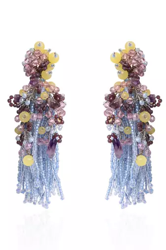 Colourful stone long jhumka earrings