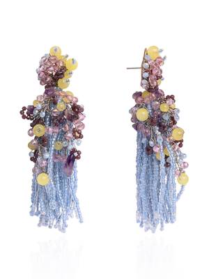 Colourful stone long jhumka earrings 4
