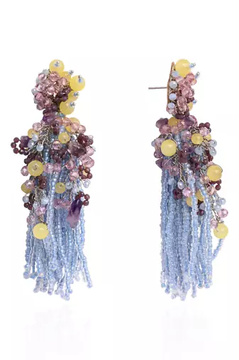 Colourful stone long jhumka earrings