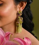 Green mehendi jhumka tassel earrings