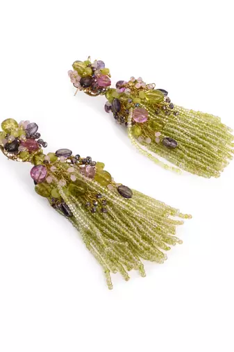 Green mehendi jhumka tassel earrings