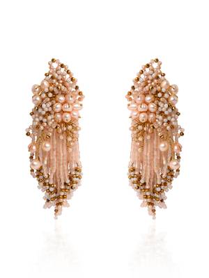 Fresh water pearl floral long earrings 3
