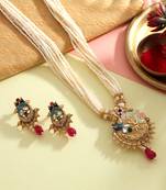 Multi color meena work matte gold necklace set