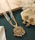 Gold color matte gold necklace set