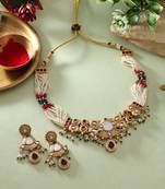 Multi color matte gold necklace set