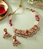Rani color matte gold necklace set