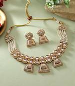 Gold color matte gold necklace set