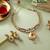 Pink & green color matte gold necklace set