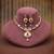 Pink & green color matte gold necklace set