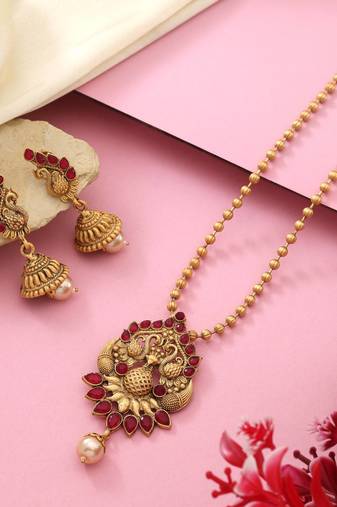 Rani color matte gold necklace set